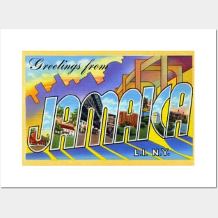 Greetings from Jamaica, Long Island, NY - Vintage Large Letter Postcard Posters and Art